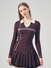 LORDLOAR Diagonal Slit Ribbed Collar Knit Brown