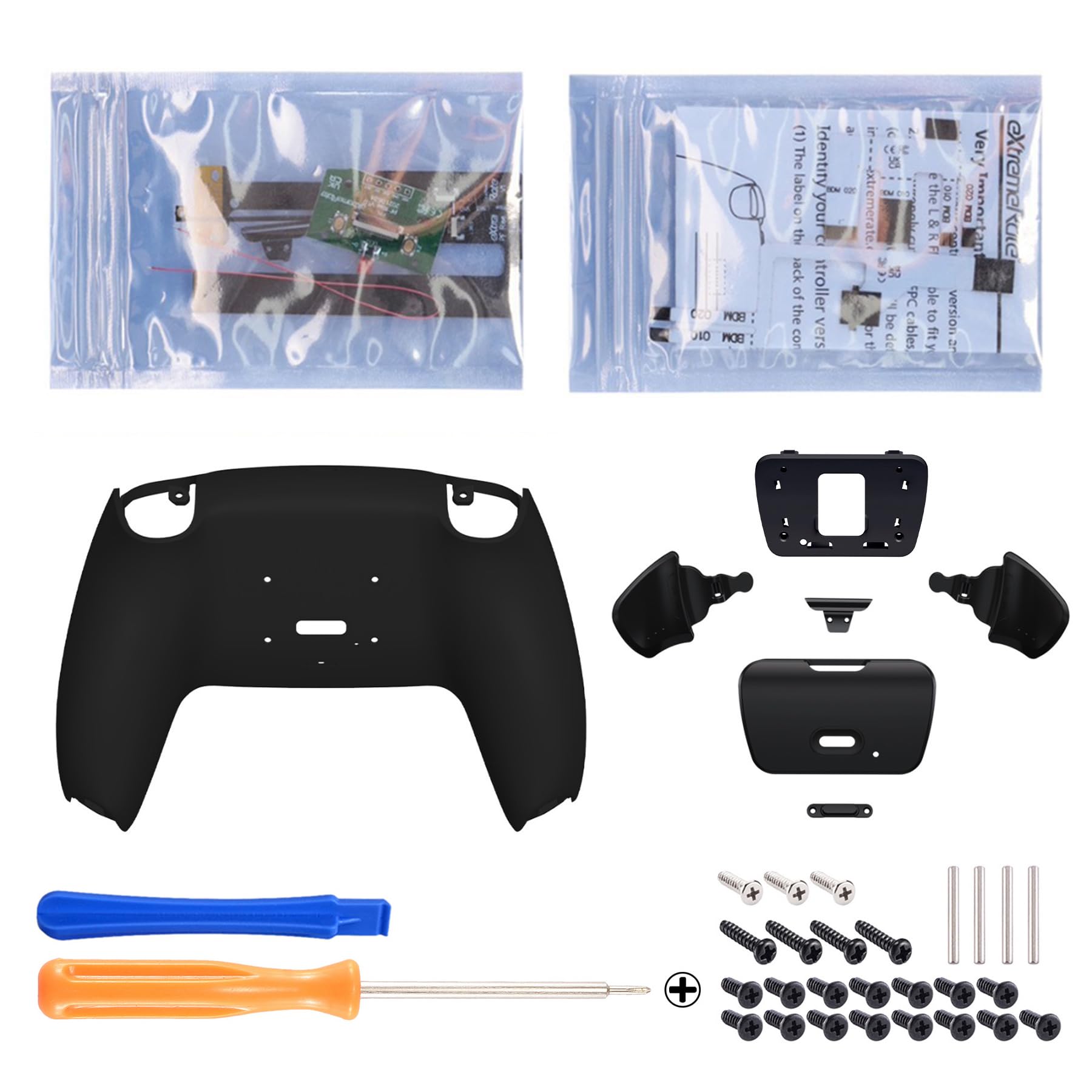 

eXtremeRate Програмовані задні пелюстки Пластиковий набір Rise для перепризначення кнопок для контролера PS5 Плата для оновлення для одноколірних контролерів PS5 з переробленою задньою кришкою чорний