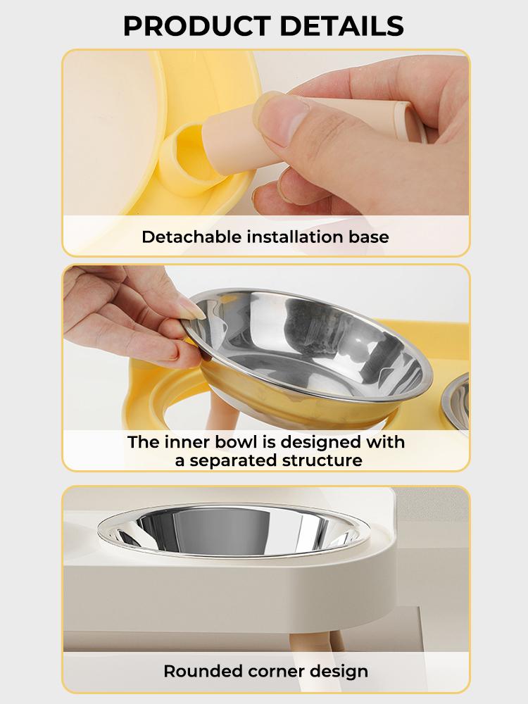 Ein farbenfroher Dopamin-Haustier-Doppelnapf, modische Fütterung, große Kapazität, Edelstahlnapf für Hunde, Trinkwasser, Hals, Katzendoppelnapf