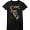 American Classics Juniors Jimi Hendrix 1960's Psychedelic Musical Icon Hendrix On Guitar T-Shirt - XX-Large - Black