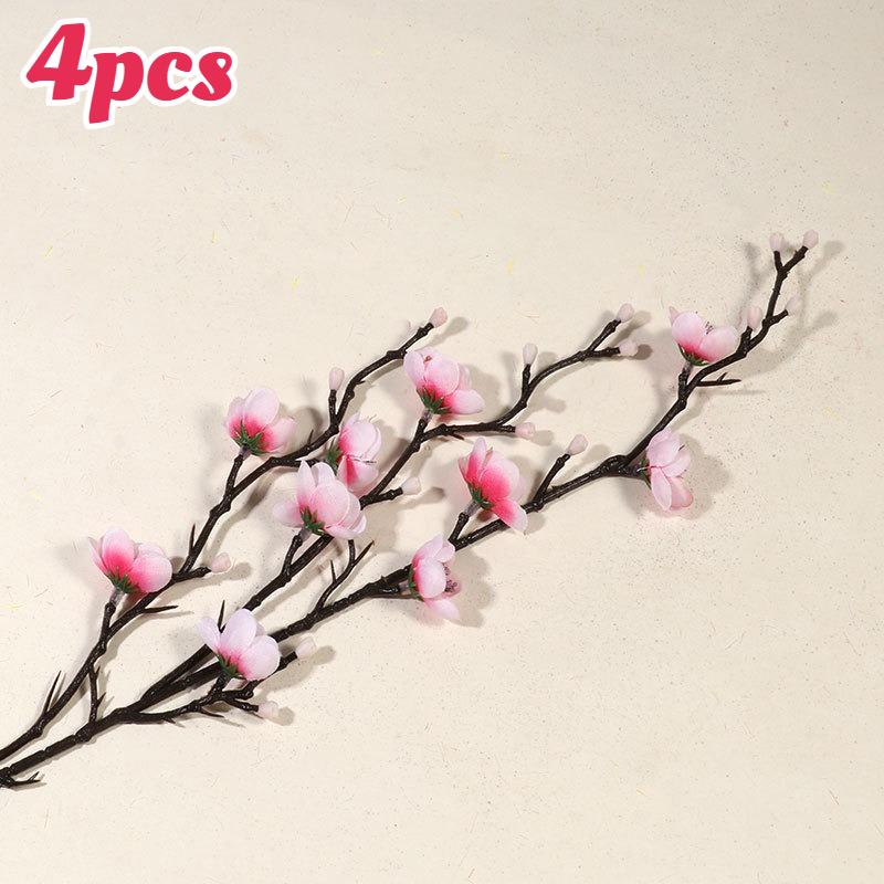4pcs Artificial Plum Blossom Bunch Set, Realistic Plastic Flowers for Home, Office & Party, No Vase Included, Artificial Flowers