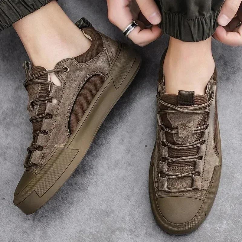 Men's Casual Leather Shoes 2024 New Shoes for Men High-top Black Casual Male Sneakers Platform New Tenis Masculino Mens Loafers