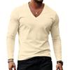 Casual sportief ondershirt voor heren, V-hals top met lange mouwen