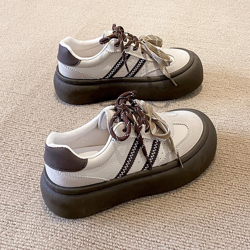 Muffin Platform German Training Shoes Women's 2025 New Autumn Retro Color Matching Versatile Niche Design Casual Board Shoes