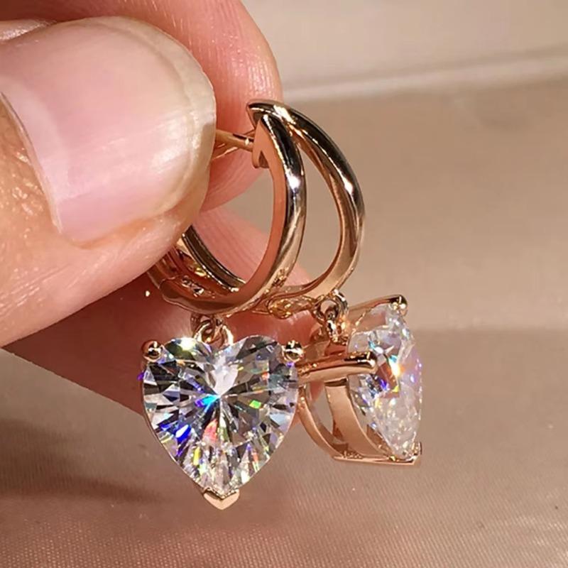 Huajie Shining Geometry Sparking Cubic Zirconia Pendant Earrings for Women Wedding Exquisite Ear  Trend