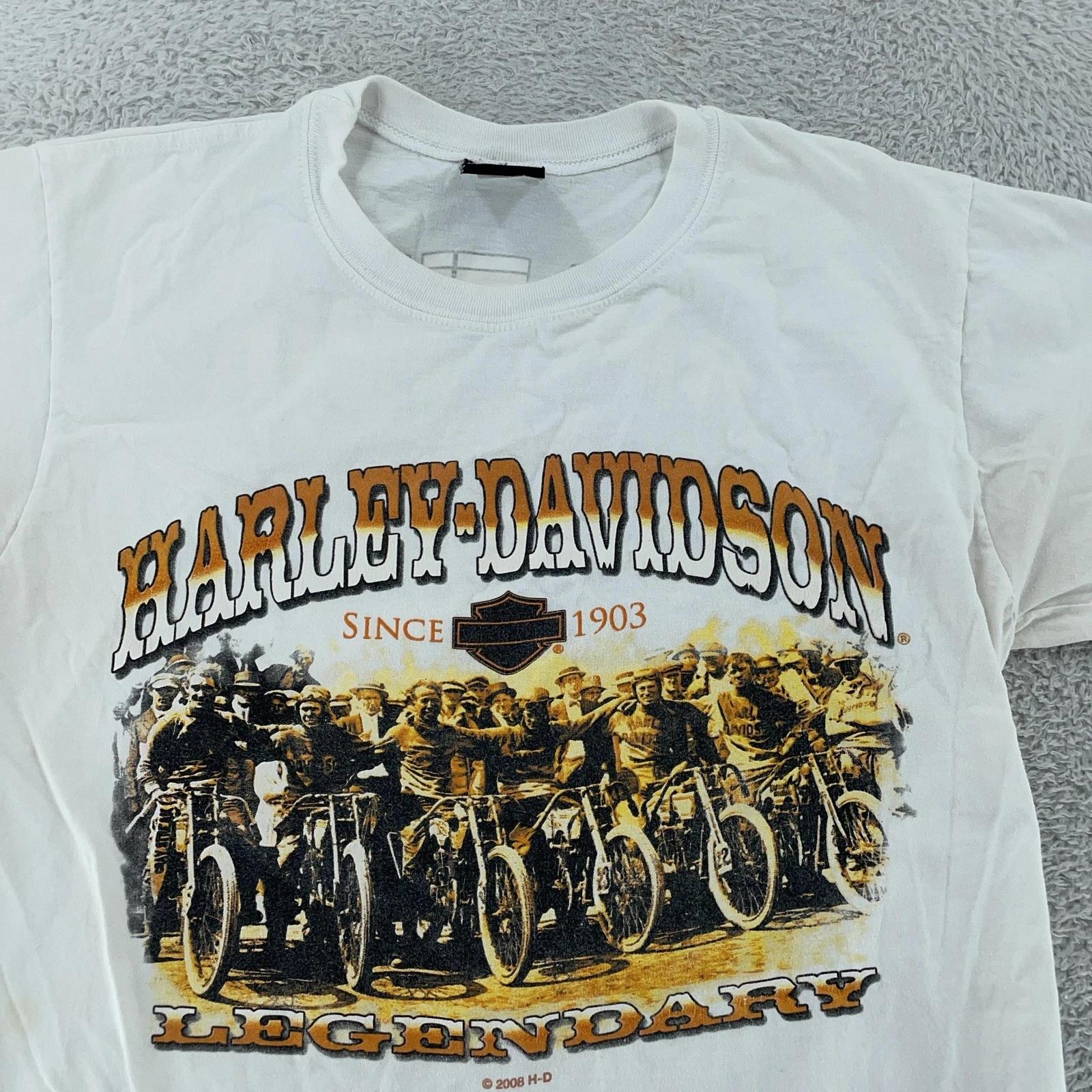 

Harley-Davidson Shirt Mens M/L White Legendary Biker Aruba 2008 Motorcycle Tee M