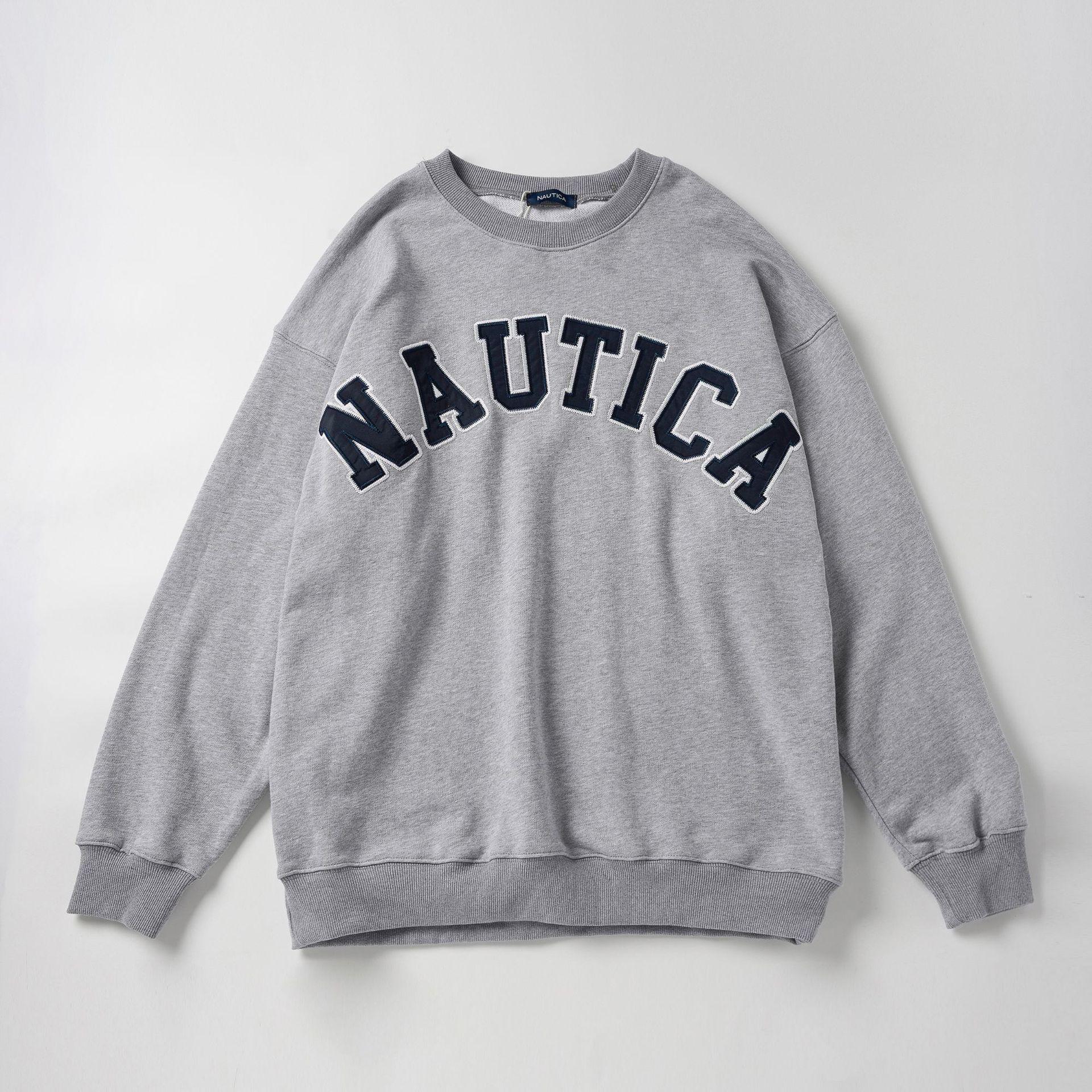 Унисекс флисовая толстовка Nautica в японском ретро стиле - Свободный силуэт, пуловер Medium