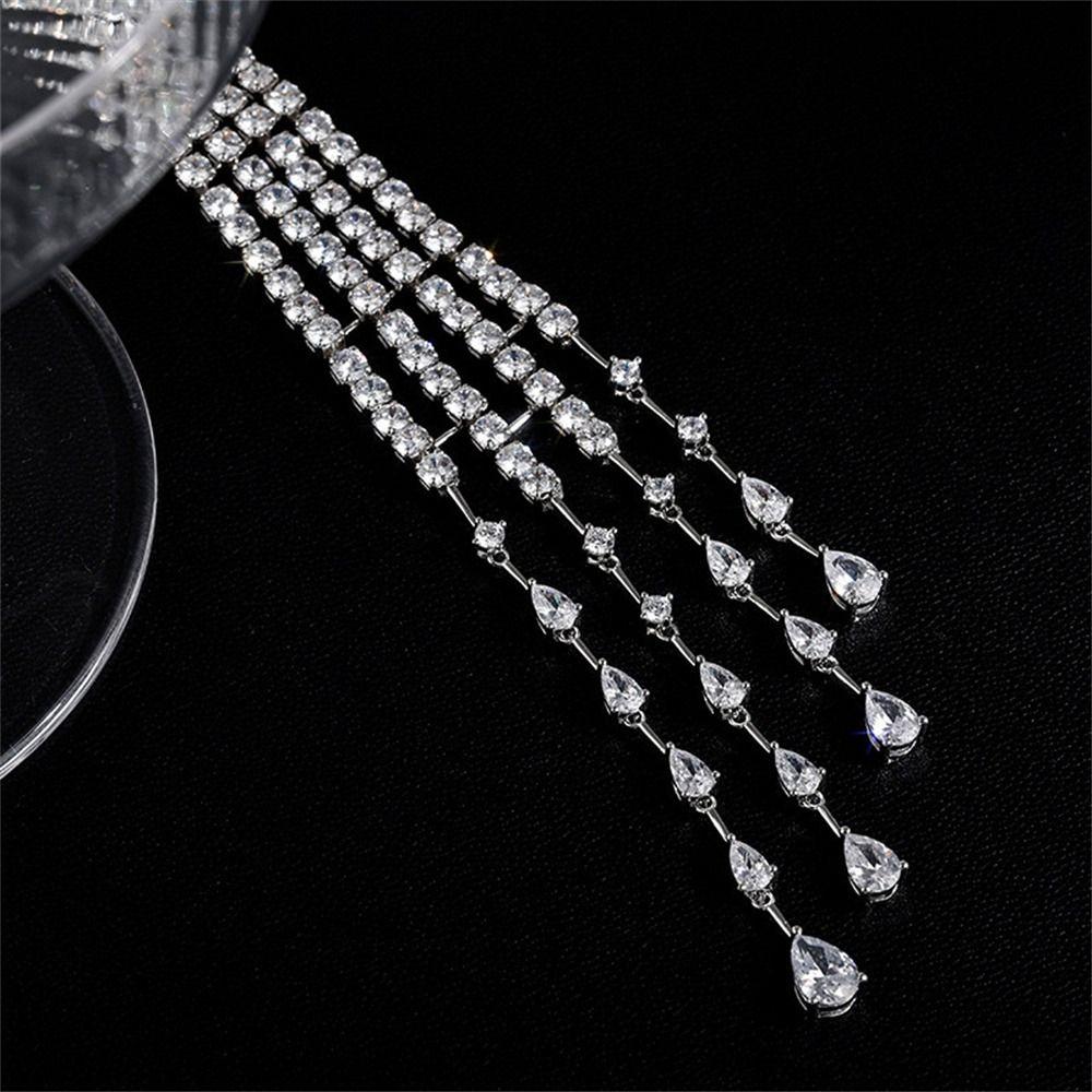 Fashion Long Tassel Rhinestone Crystal Brooch Handmade Sparkling Drop Dangling Broochs Jewelry Gifts Brooch Pins Women Bridal