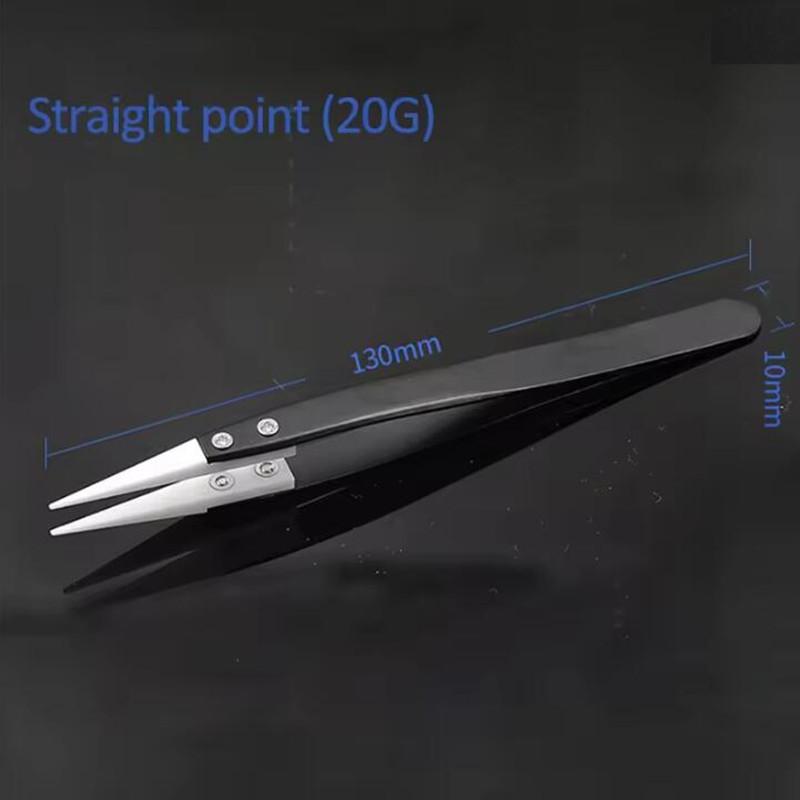 Ceramic Tips Tweezers Acid Resistant Anti-Static Electronic Soldering Tweezers Little Curved/Big Curved/Straight Tip