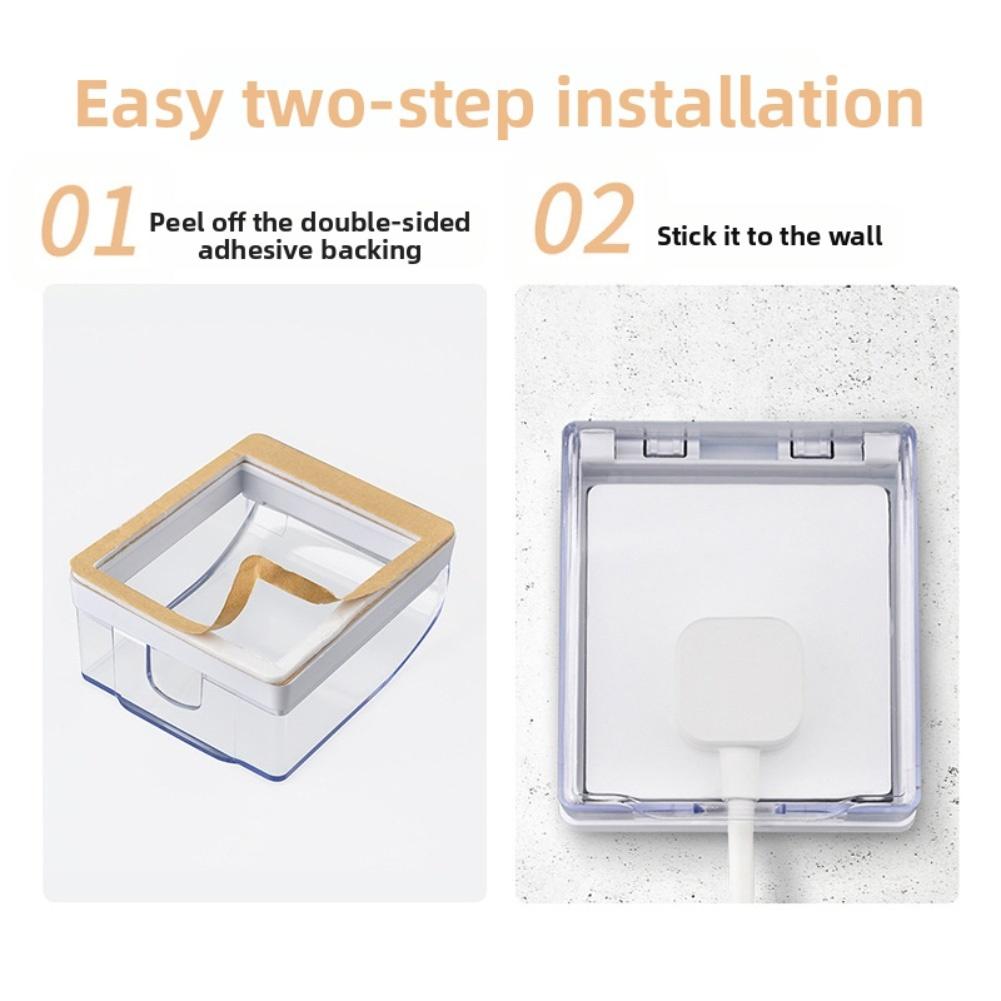 Wasserdichte transparente Steckdosenboxen Set mit 4 Stück mit selbstklebender Rückseite Spritzwasserschutzabdeckungen zum Steckdosenschutz