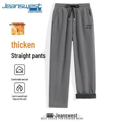 Jeanswest Men's Winter Fleece-Lined Corduroy Straight-Leg Casual Pants