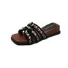 Pearl Women's Shoes Summer New Outer Wear with Skirt Cool Slippers Lazy Casual One-word Drag
