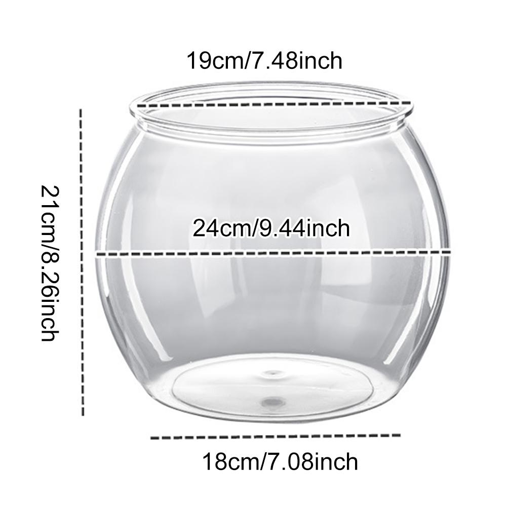 Transparent Desktop Terrarium Shatterproof Round Goldfish Bowls 2 Sizes Without Burrs Multipurpose for for Home Desk Decoration