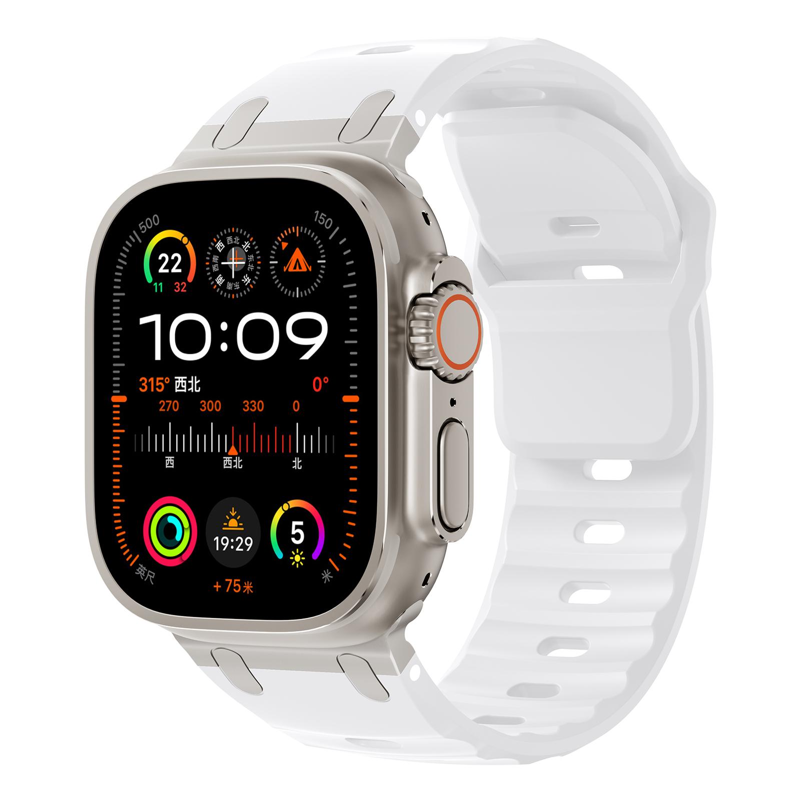 

Sport Silicone Strap for Apple watch ultra 2 band 49mm 44mm 45mm Stainless Steel correas bracelet iwatch Series 9 8 7 SE 10 46mm 42 44 45 49 S10-46mm белый