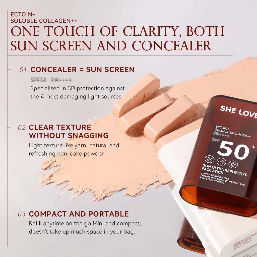 Exclusive 50+ SPF Sunscreen Foundation Stick - Long-lasting, Non-transfer, Lightweight Concealer