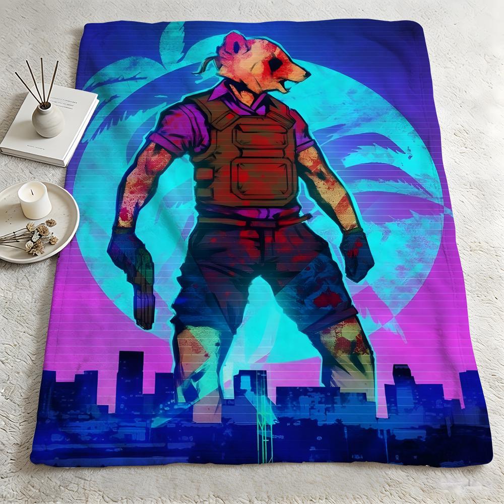Game H-Line Miami-I Throw Warm Soft Flannel Blanket, Multi-Use For Sofa Bed Camping Travel Nap