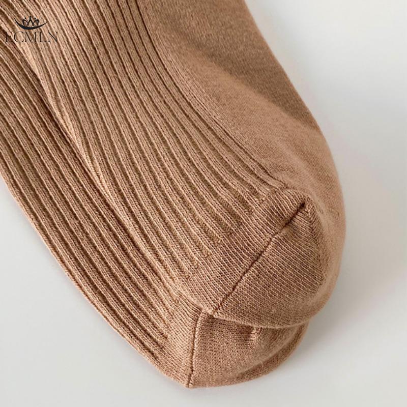 Autumn Winter Red Brown Color Series Women Loose Socks Rib Cotton Fashion Basic Daily Classic Sock Female