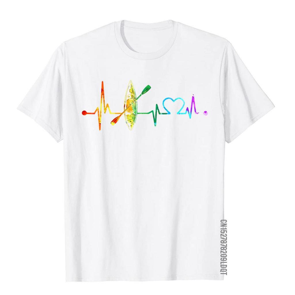 Kayaking Lover My Heartbeat Is A Kayak Vintage Color TShirt Printed On Tops  Tees Cotton Male T Shirt Simple Style On Sale