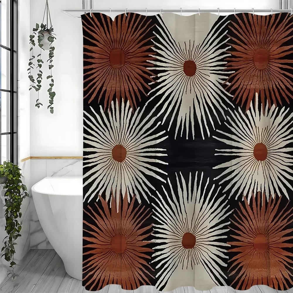Abstract Art Floral Shower Curtain, Bathroom Decorative Shower Curtain, Waterproof Shower Curtain with Hooks 180x200cm