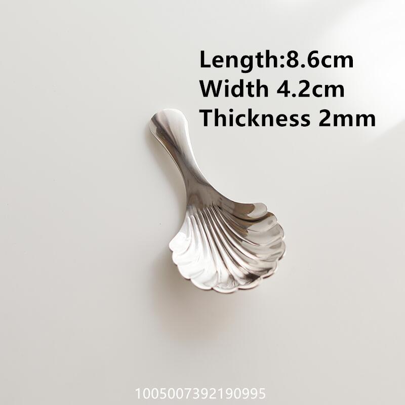 

Stainless Steel Shell Shape Spoon Short Handle Dessert Teaspoon Coffee Short Handle Small Dessert Ice Cream Ice Cream Household S