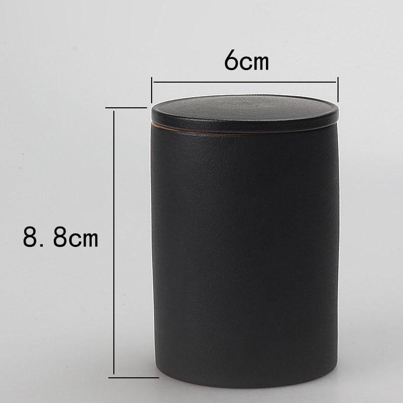 Black Ceramic Tea Can Sealed Candy Nut Box Creative Jewelry Cotton Swab Box Portable Kung Fu Tea Set Retro Kitchen Container New