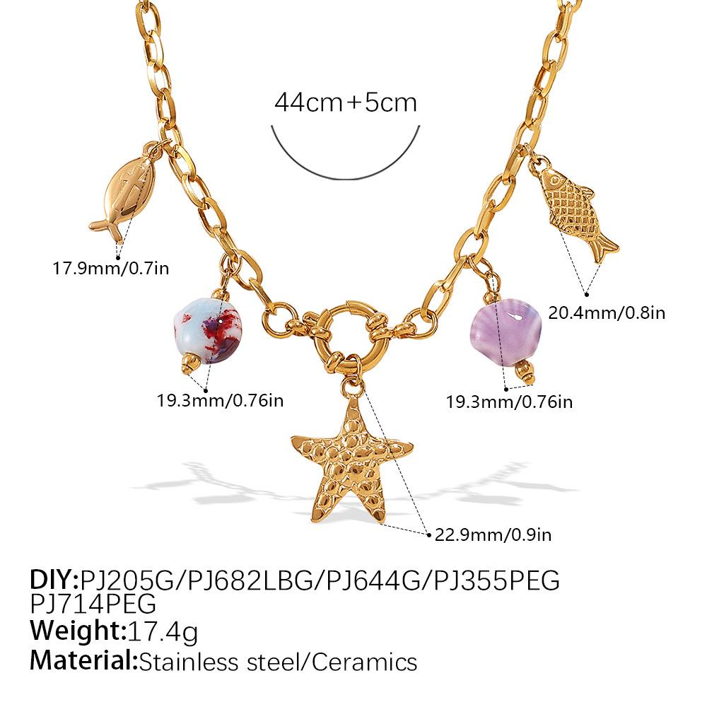 Ocean Wind Resort Beach DIY Pendant Starfish Necklace Stainless Steel Gold Plated Necklace Jewelry Women