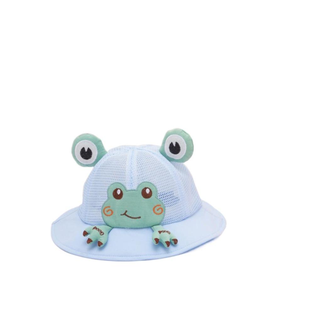Sweet Korean Style Cartoon Frog Bucket Hat Breathable Mesh Baby Sun Protection Hat Streetwear Cotton Children Fishman Hat Spring