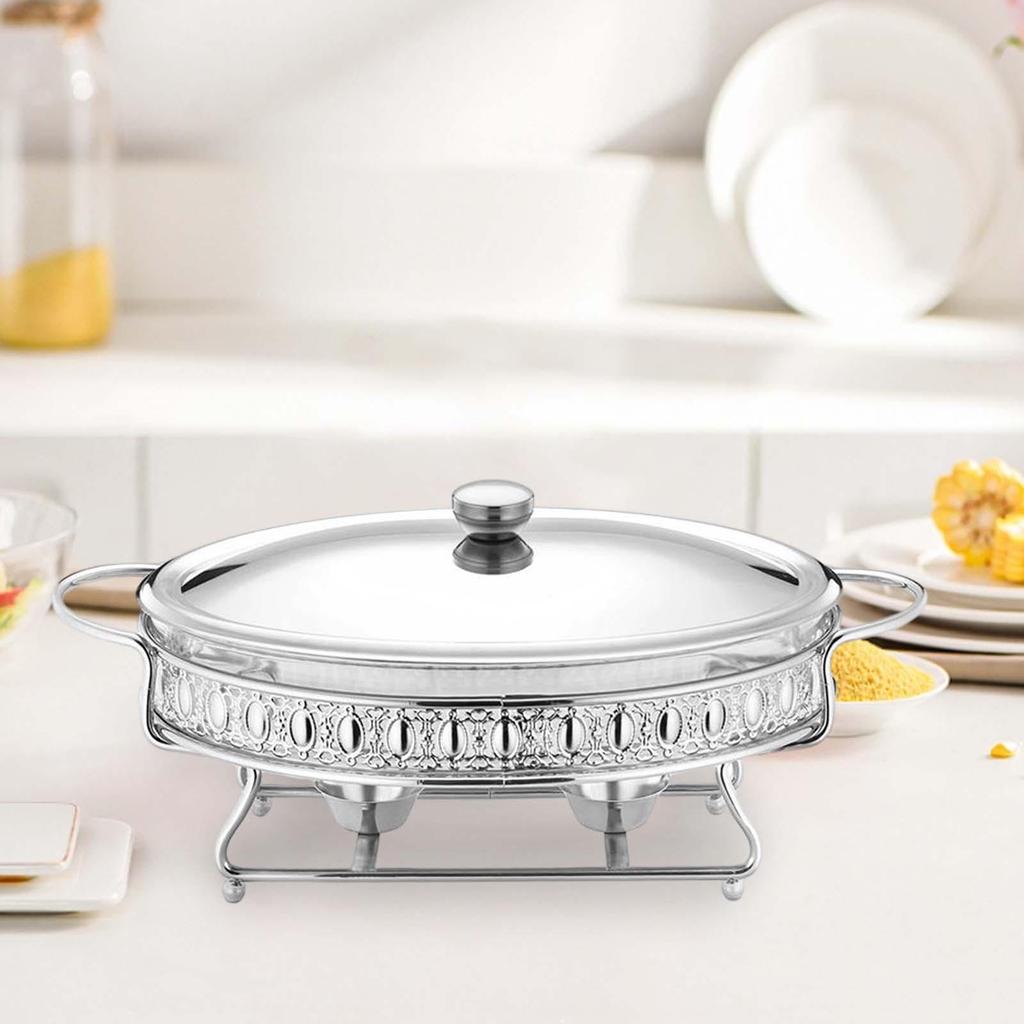 Catering Food Warmer Round Chafing Dish and Holder Buffet Set for Soup Stock Pots Event