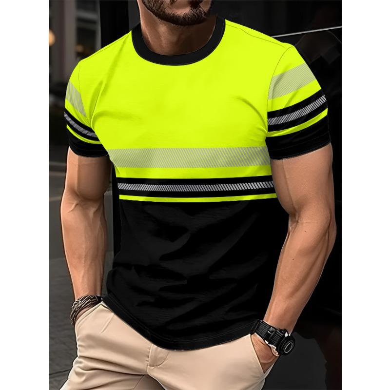 Men s Casual Summer Casual Printed Short Sleeve Crew Neck T-Shirt S