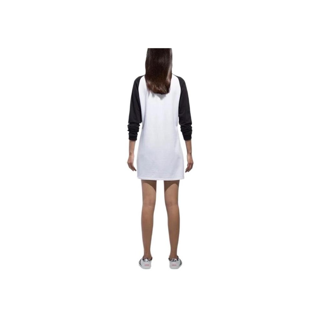 adidas Jersey Neo Cómodo Transpirable Vestido de Manga Corta Vestidos de Mujer Negro Blanco CV9219