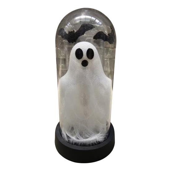 Halloween Ghost Decoration Lighted Ghost in Glass Dome Cloche Cute