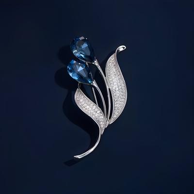 Mo Blue Brosche High-End Damen Exquisit Luxus Blume Anstecknadel Temperament Nische Design Brosche Anzug Zubehör