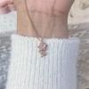 Gentle Rose Necklace~ Rose Gold Small Pink Zirconium Flower Clavicle Chain Sweet Niche Design Female