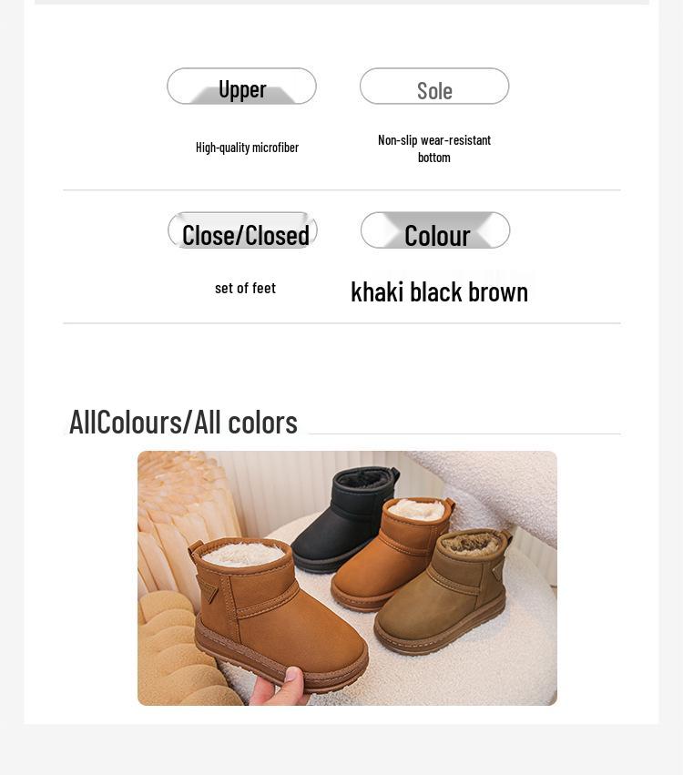 2025 Winter Children's Plush Snow Boots - Warm, Thick Cotton Slip-ons for Boys & Girls