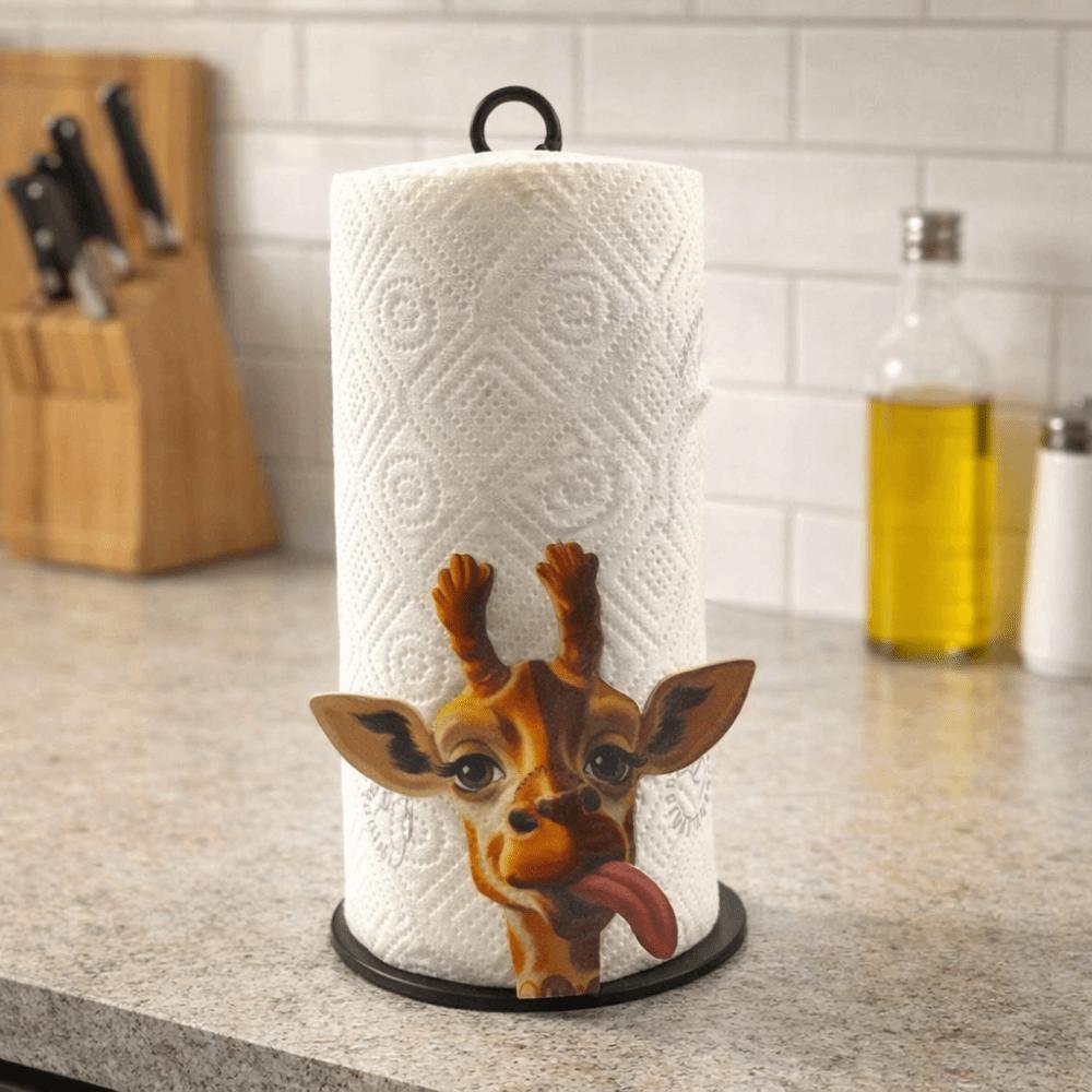 Practical Iron Freestanding Tissue Holder Strawberry Pattern Decorative Vertical Napkins Rack Cute Tissue Stand Bathroom
