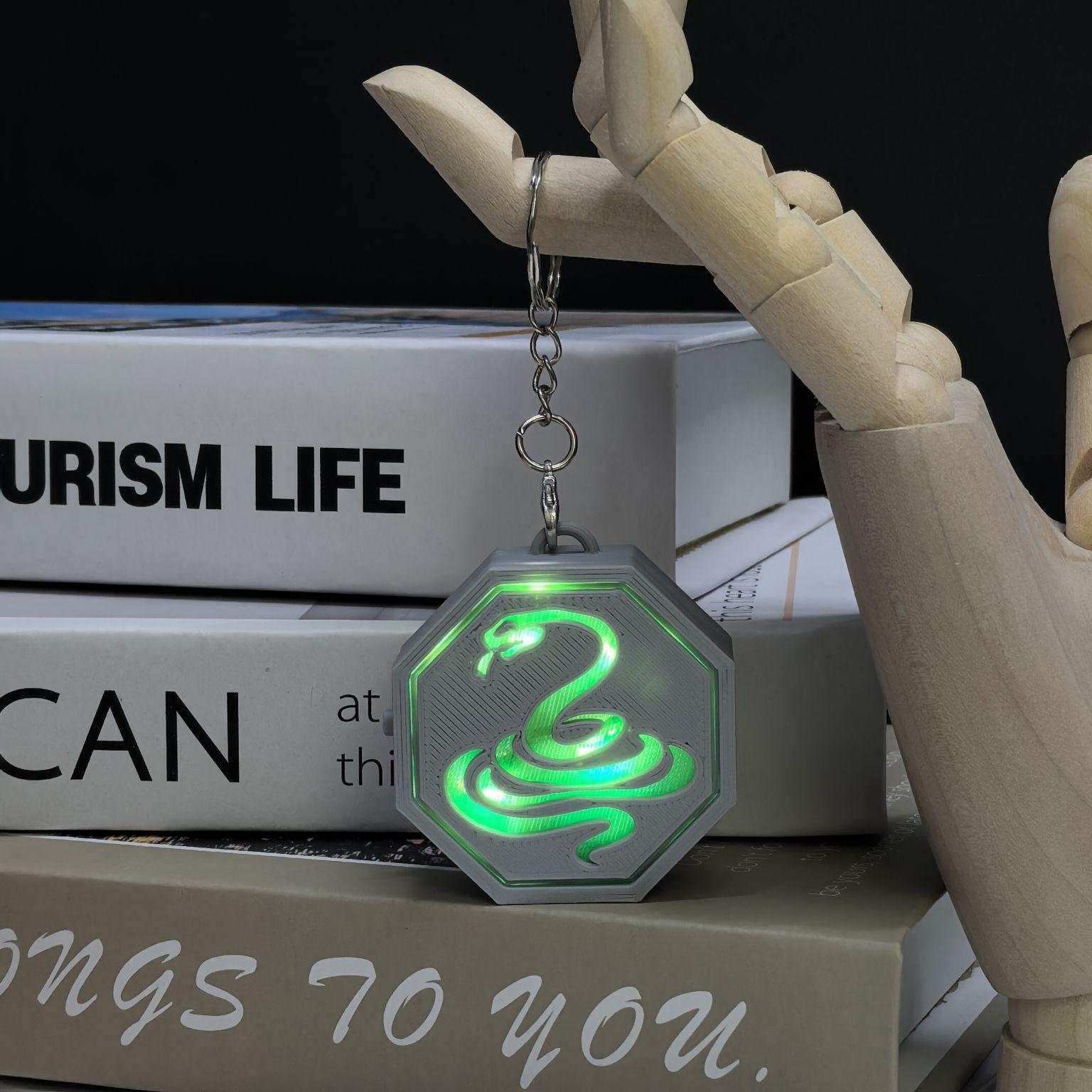 

3D Printed Glowing Zodiac Rune Stone Amulet Keychain Set