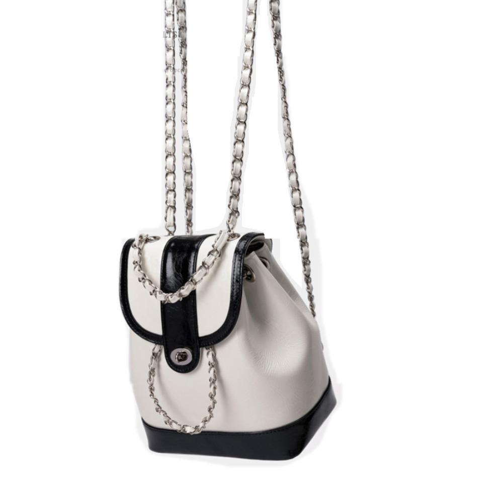Women Rucksack Leather Oil Wax Shoulder Bag Chains Backpack Autumn Winter