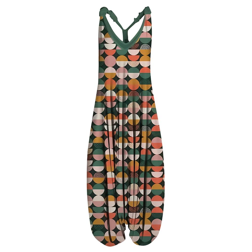 Racerback  Jumpsuit Spaghetti Straps Vintage Paisley Overall Jumpsuit