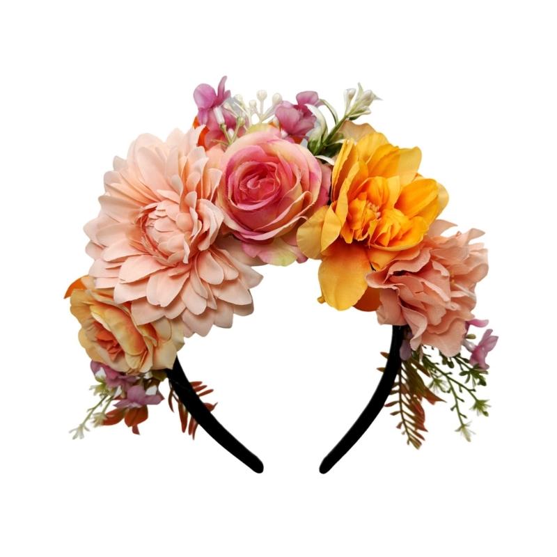 Faixa de Cabelo Floral de Tecido Para Meninas e Mulheres Ornamento de Cabelo Elegante com Flores de Tecido Realistas Perfeito Para Uso Diário, Eventos, Sessões de Fotos