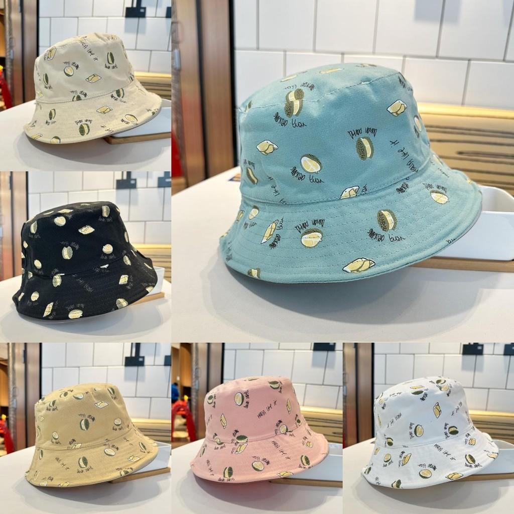 Stylish Korean Durian Embroidered Double-sided Fisherman Hat For Women Spring/summer Sun Protection Bucket Hat