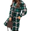 Umlegekragen Damenmantel Langarm Herbst Winter Karomuster Klappentaschen Wollmantel Oberbekleidung