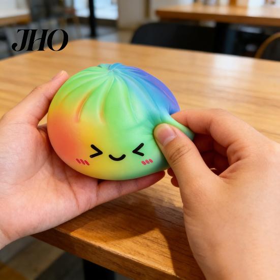 Cute Expression Stress Ball Colorful Steamed Bun Squeeze Toy Slow Rising Fidget for Slow-Rising Relief Soft Non-Sticky Decompression Gadget