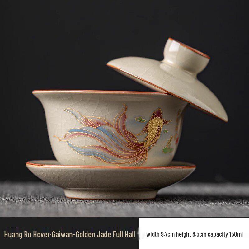 Qiwei Ru Kiln Anti-Scald Sancai Gaiwan