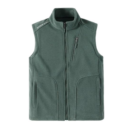 Men Polar Fleece Waistcoat Regular Fit Sleeveless Stand-Up Collar Vest Coat with Zipper Pockets Thermal Insulation Vest Jacket