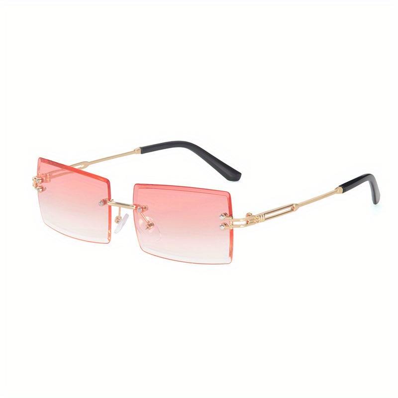 

Солнцезащитные очки квадратной формы без оправы, модные солнцезащитные очки, женские, европейский и американский тренд, очки pink золотой