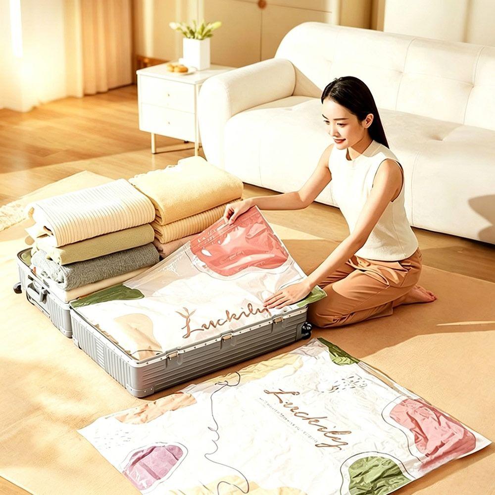 No Pump Vacuum Storage Bags Dust-proof Press & Seal Seal Compression Bag Space Saving Large Capacity Clothes Blankets Organizer