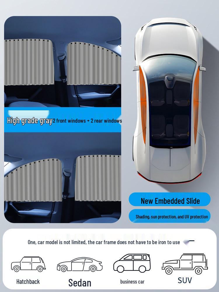 Magnetic Car Privacy Sunshade Curtains for Side Windows - Telescopic Sliding Track Design