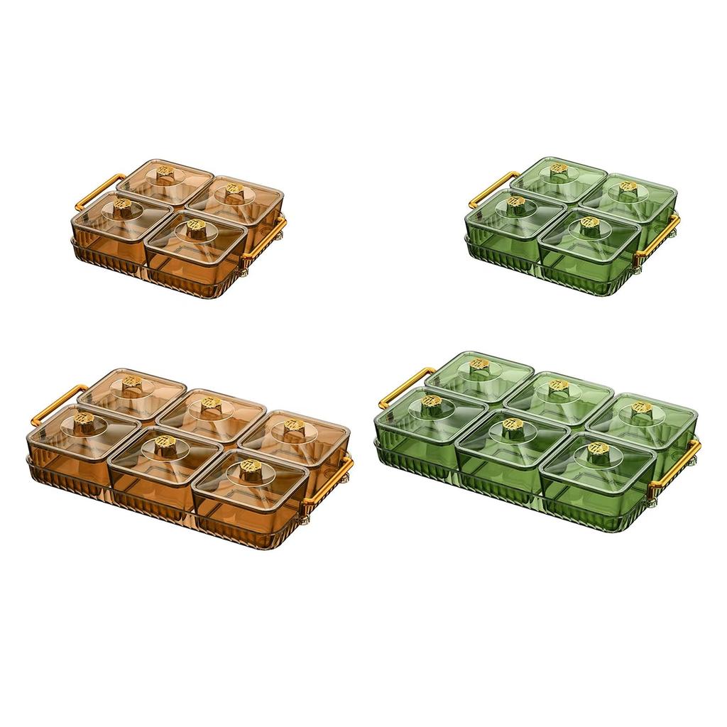 Portable Dried Fruit Tray Candy Storage Box Snack Fruit Tray Nonslip Divided Snack Fruit Tray With Lid Easy To Use