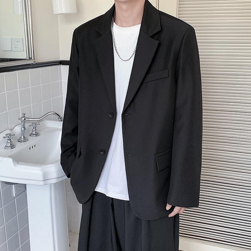 2025 Men Handsome Casual Blazers Men Leisure Loose Suit Jackets Trendy Male Daily Streetwear All-Match Korean Suit Black Blazer