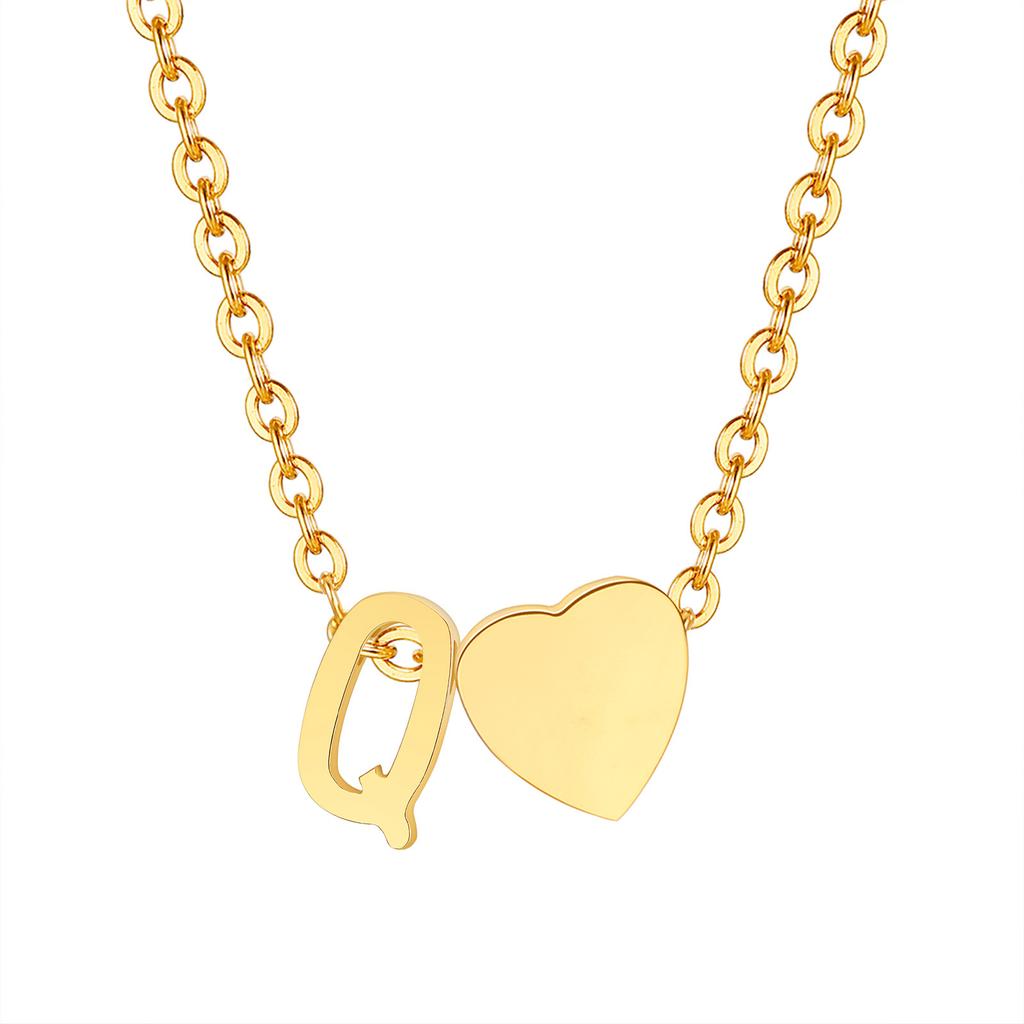 Initial Heart Necklace for Women,18K Gold Plated Stainless Steel Tiny Heart Letter Necklace, Personalized Name Jewelry